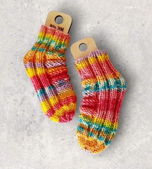 Strickanleitung Baby-Socken Würmli ohne Ferse in 4 Größen     #377