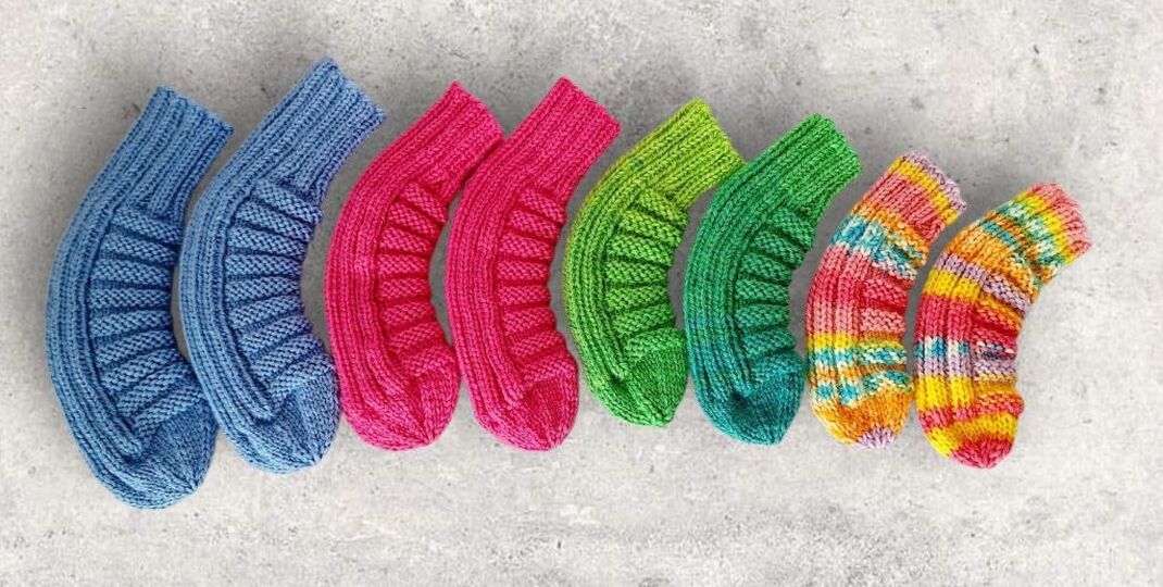 Strickanleitung Baby-Socken Würmli ohne Ferse in 4 Größen     #377