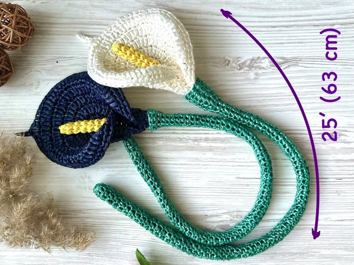 Crochet pattern calla lily bag charm PDF digital and video tutorial