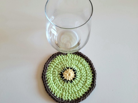 Häkelanleitung Glasuntersetzer "Kiwi" Einfach - PDF-Datei