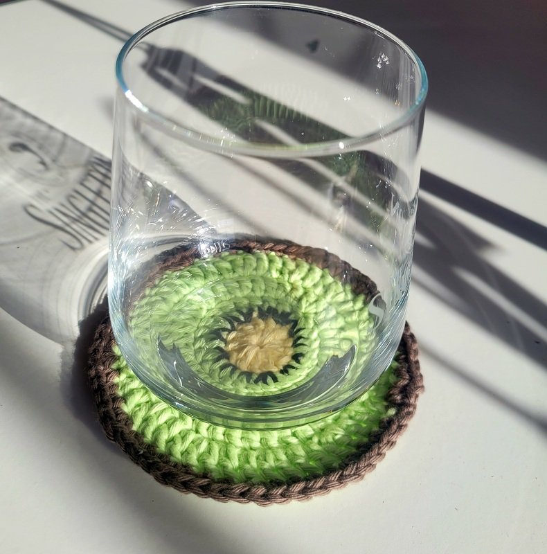 Häkelanleitung Glasuntersetzer "Kiwi" Einfach - PDF-Datei