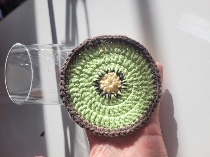 Häkelanleitung Glasuntersetzer "Kiwi" Einfach - PDF-Datei