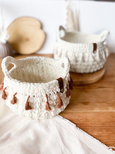 Häkelanleitung Boho Korb – dekorativer Aufbewahrungskorb in 2 Größen