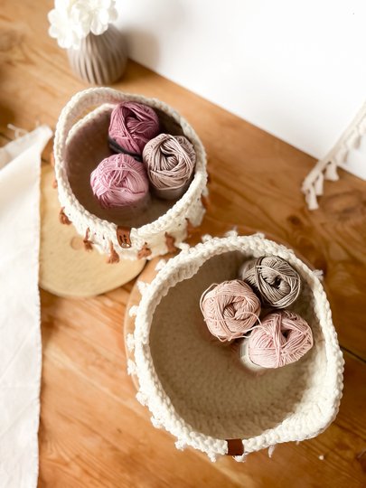 Häkelanleitung Boho Korb – dekorativer Aufbewahrungskorb in 2 Größen