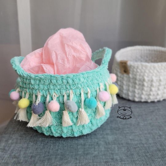 Häkelanleitung Boho Korb – dekorativer Aufbewahrungskorb in 2 Größen