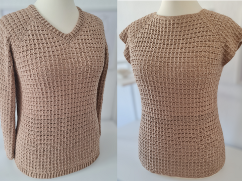 Pullover / Shirt "Anytime" Häkelanleitung RVO 2 Ausschnitt-Varianten