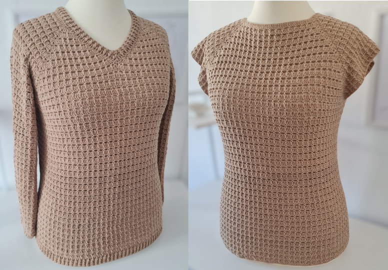 Pullover / Shirt "Anytime" Häkelanleitung RVO 2 Ausschnitt-Varianten