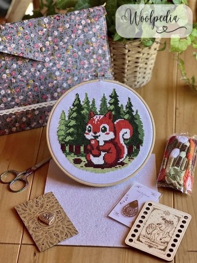 "Little Nut Thief" Cross Stitch Pattern by Woolpedia