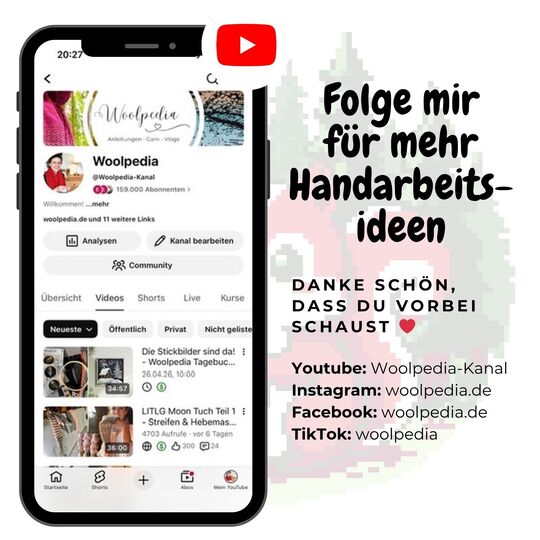 Kreuzstich-Stickmuster "Kleiner Nussdieb" Stickanleitung by Woolpedia