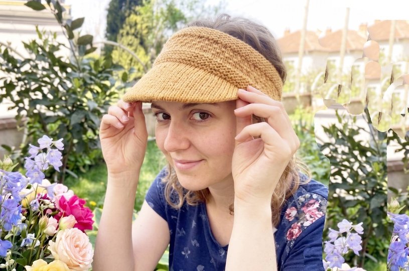 Knitted Visor Headband Pattern, Summer Sun Hat, Knit Visor Band Tutorial