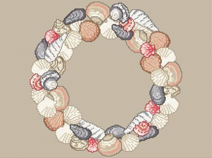 Kreuzstichvorlage Muschelkranz als PDF und PNG für alle Muschelsammler
