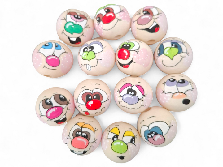 Holzköpfe selber bemalen / Für Sorgenwürmchen und kleine Häkelarbeiten