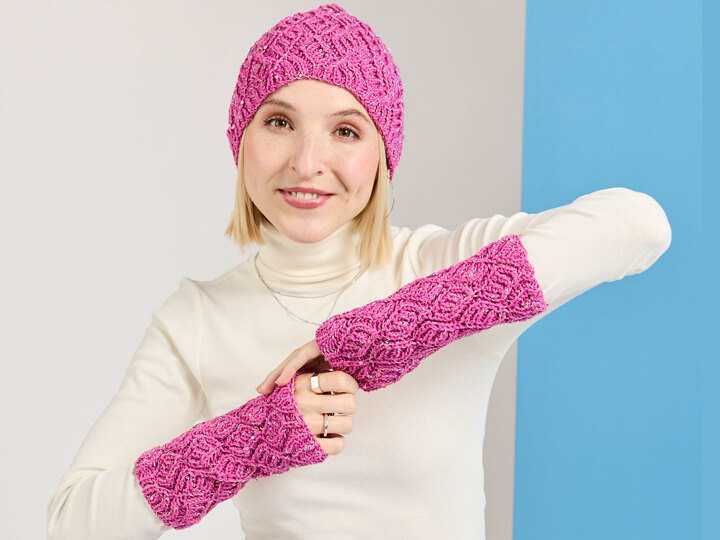MÜTZE UND STULPEN GLAMOUR …GESTRICKT