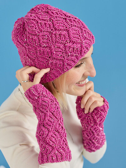 MÜTZE UND STULPEN GLAMOUR …GESTRICKT