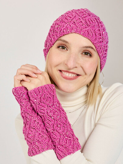 MÜTZE UND STULPEN GLAMOUR …GESTRICKT