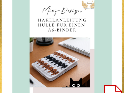 Häkelanleitung A6-Binder Hülle „Miez-Design" – Katzenpfoten-Muster