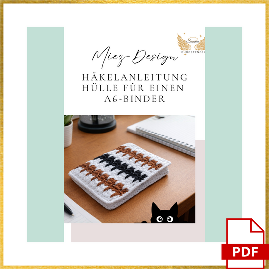 Häkelanleitung A6-Binder Hülle „Miez-Design" – Katzenpfoten-Muster