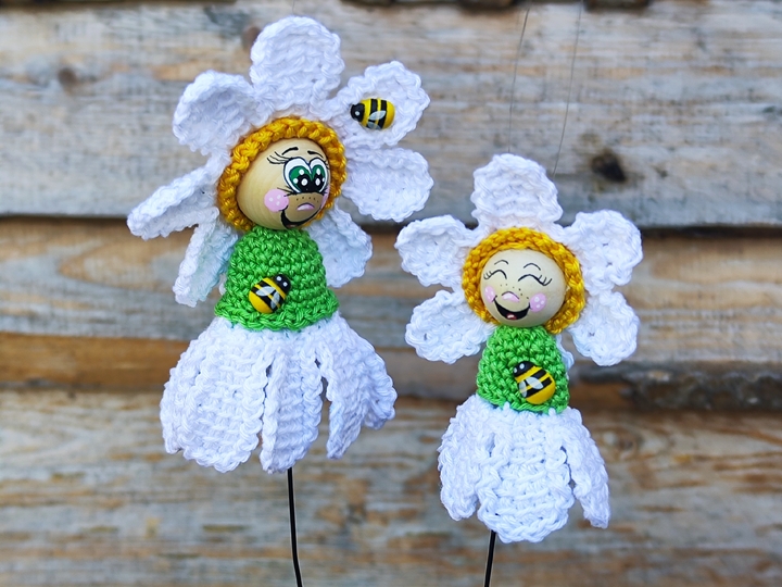 freche Blümchen: Gänseblümchen & Co für Holzkugeln in 2 Größen
