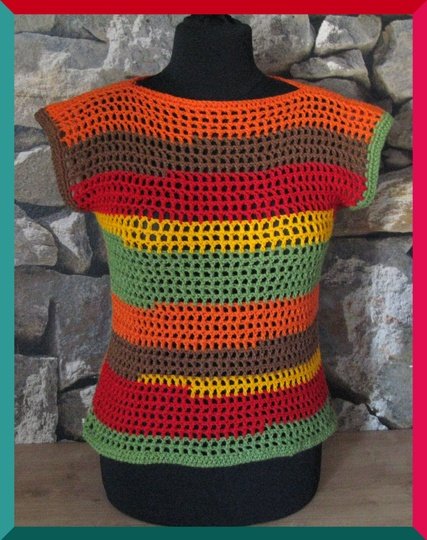 Häkelanleitung aus Wollresten Sommertop Paisley