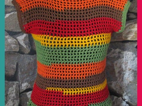 Häkelanleitung aus Wollresten Sommertop Paisley