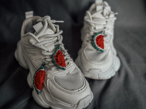 Crochet pattern watermelon Shoe Charm PDF and video tutorial
