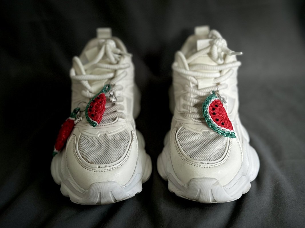 Crochet pattern watermelon Shoe Charm PDF and video tutorial