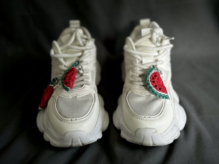 Crochet pattern watermelon Shoe Charm PDF and video tutorial