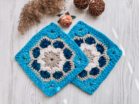 Crochet pattern plush granny square for baby blanket PDF and video