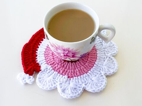 Crochet Santa Coasters PDF Pattern – Holiday Table Decor Crochet Tutorial