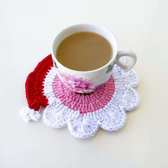 Crochet Santa Coasters PDF Pattern – Holiday Table Decor Crochet Tutorial