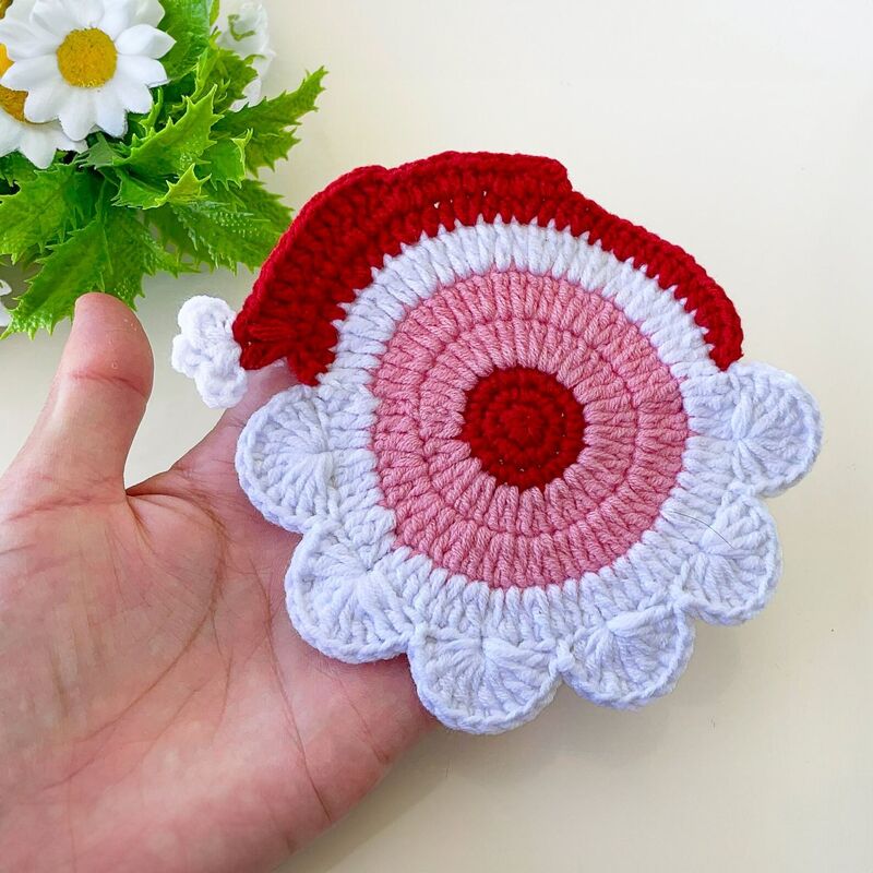 Crochet Santa Coasters PDF Pattern – Holiday Table Decor Crochet Tutorial - Image 6