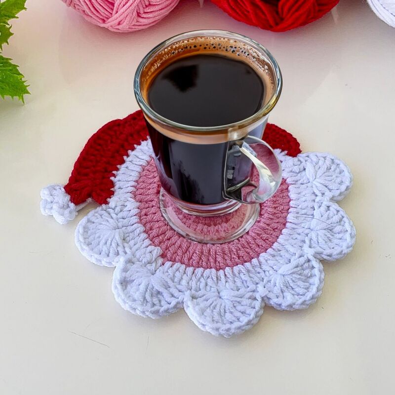 Crochet Santa Coasters PDF Pattern – Holiday Table Decor Crochet Tutorial - Image 5