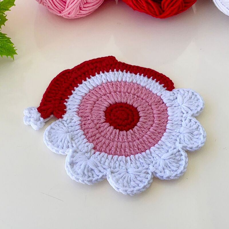 Crochet Santa Coasters PDF Pattern – Holiday Table Decor Crochet Tutorial