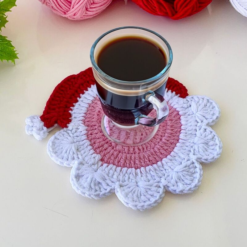Crochet Santa Coasters PDF Pattern – Holiday Table Decor Crochet Tutorial - Image 2