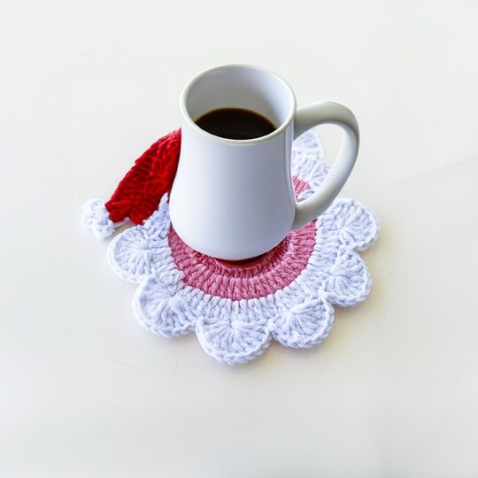Crochet Santa Coasters PDF Pattern – Holiday Table Decor Crochet Tutorial