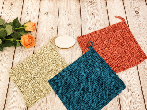 Knittingpattern Vintage Dishcloth set of 3 Designs