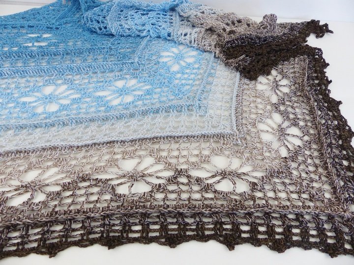 Crochet Pattern: BlumenGlüück Crocheted Triangle Shawl with Flowers