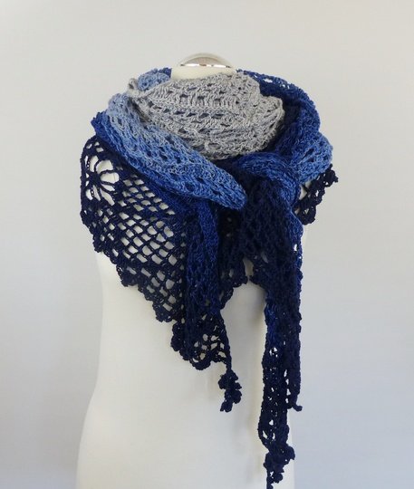Crochet Pattern: BlumenGlüück Crocheted Triangle Shawl with Flowers