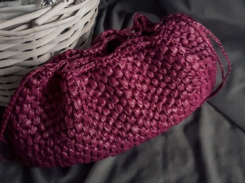 Crochet pattern purple raffia yarn handbag PDF and video