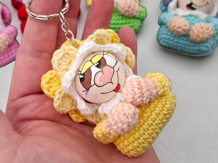 Häkelanleitung Frau Blume / Schlüsselanhänger / Taschenbaumler