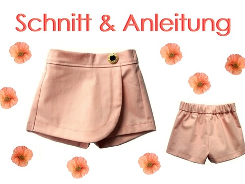 Instructions+pattern for a skort (sizes 80–140/12M-10) wrap-style shorts