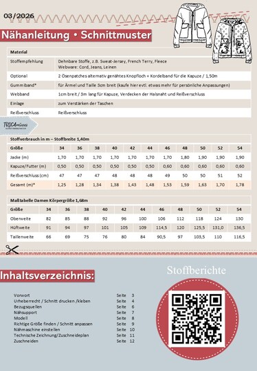 PDF Schnittmuster Jacke Dotta Gr. 34-54
