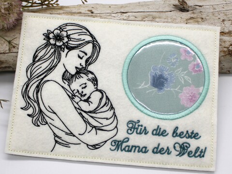 Stickdatei Mama Mutter mit Baby Mugrug ITH