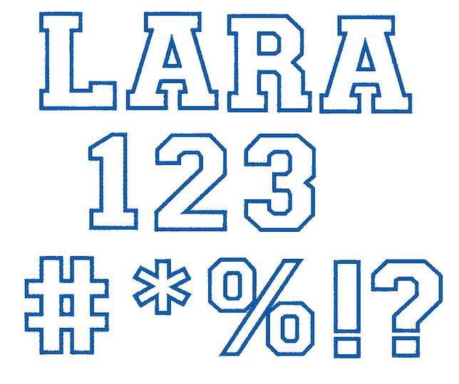 Stickdatei - 20cm College Buchstaben und Zahlen Alphabet Zahl