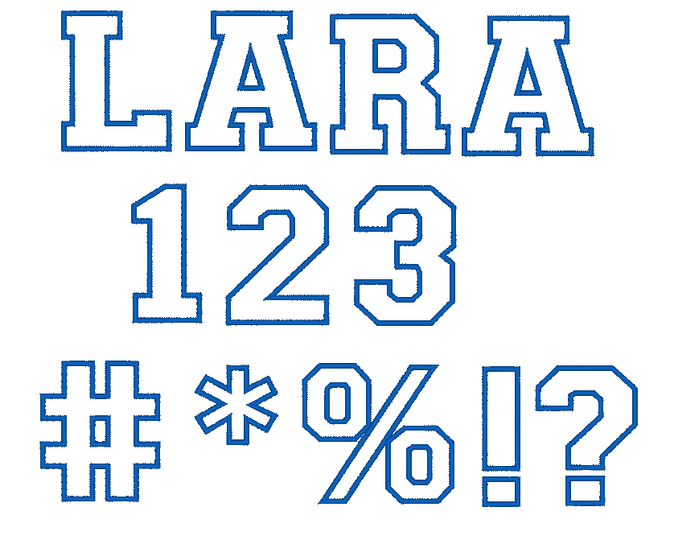 Stickdatei - 17cm College Buchstaben und Zahlen Alphabet Zahl