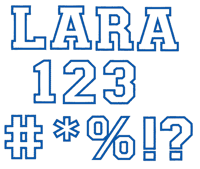 Stickdatei - 13cm College Buchstaben und Zahlen Alphabet Zahl