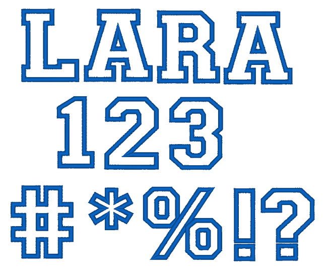 Stickdatei - 7,5cm College Buchstaben und Zahlen Alphabet Zahl