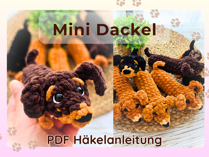 Mini Dachshund Crochet Pattern – Amigurumi (No-Sew & Beginner Friendly)
