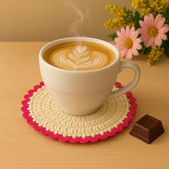 Floral Charm Coaster Crochet Pattern PDF – Round Sequin Coaster Tutorial