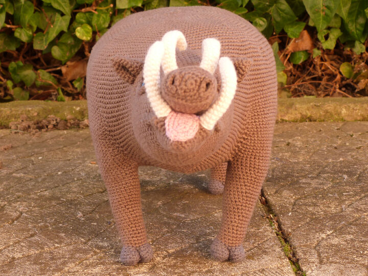 Bill Babirusa, crochet pattern for a deer pig.